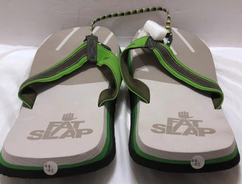 FatSlap Basil Beach Slippers Sandals Sz 11 US w/Carry Bag Green Gray Swedish