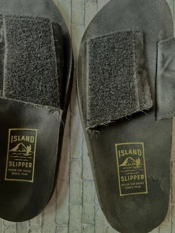 Island Slipper Men's Black Suede Sandals 26cm/US8 UK7 Pre-Owned Excellent