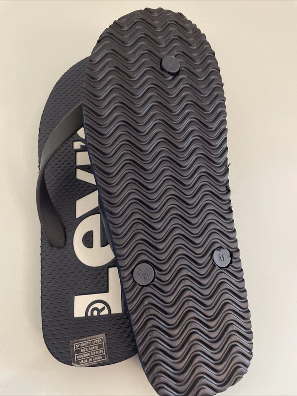 Levis Men Casual Sandal Fit Flop Thong Beach Slippers Navy Blue White M (8/9)