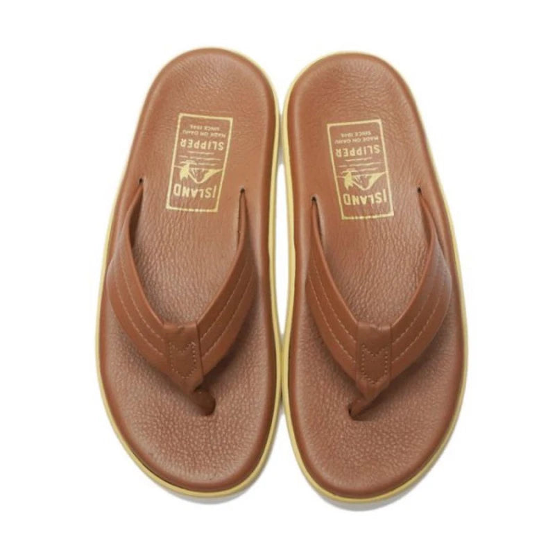 Island Slipper Whiskey Brown Leather Sandals 27cm Mint Unisex Slip-ons