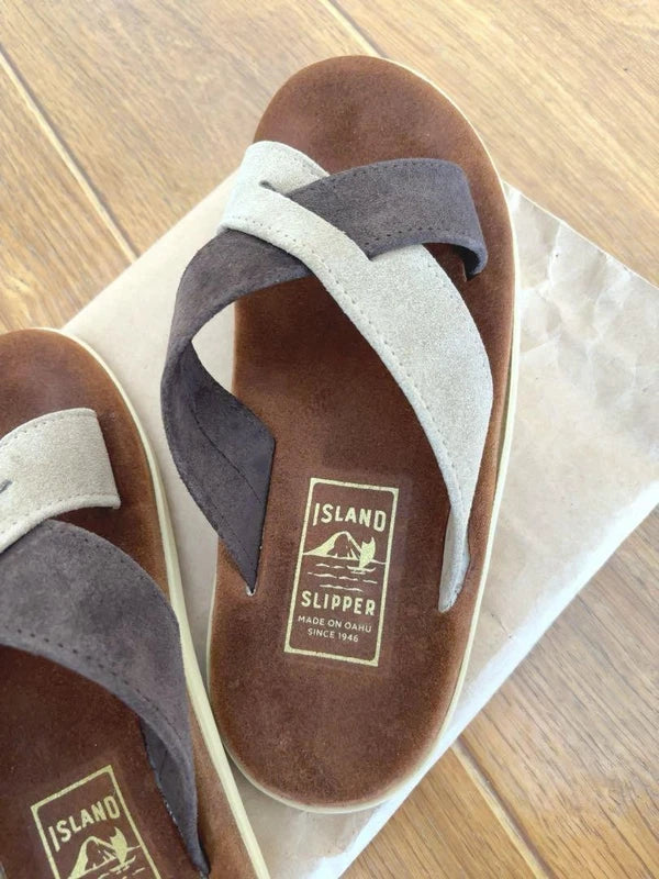 Island Slipper Suede Cross-Strap Sandals Hawaii Limited 27cm