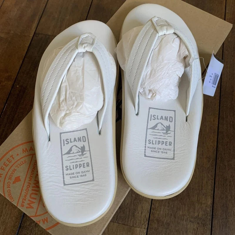 Island Slipper PT202 White Men's Slides 25cm Mint Unused Slip-ons