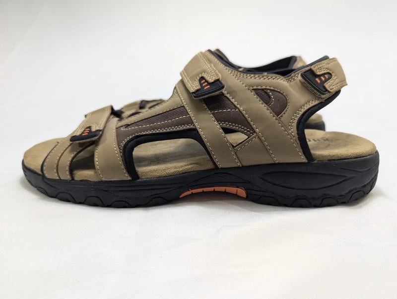 Khombu Men's 12 M Comfort Adjustable Hook & Loop Strap Sandal Tan Noah Beach