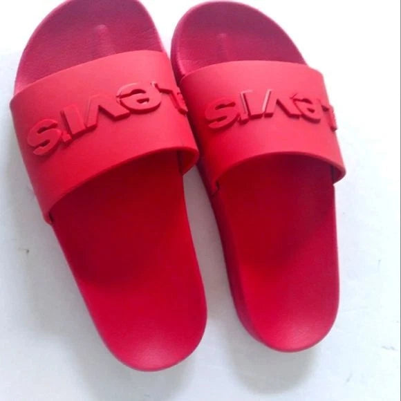 Levi's Red Pool Slides Sandals Summer Beach Casual Slip-On Slippers